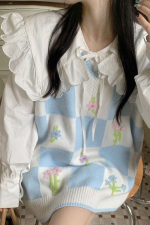 Casual Day Outfits, Easy Trendy Outfits Floral Knit Vest