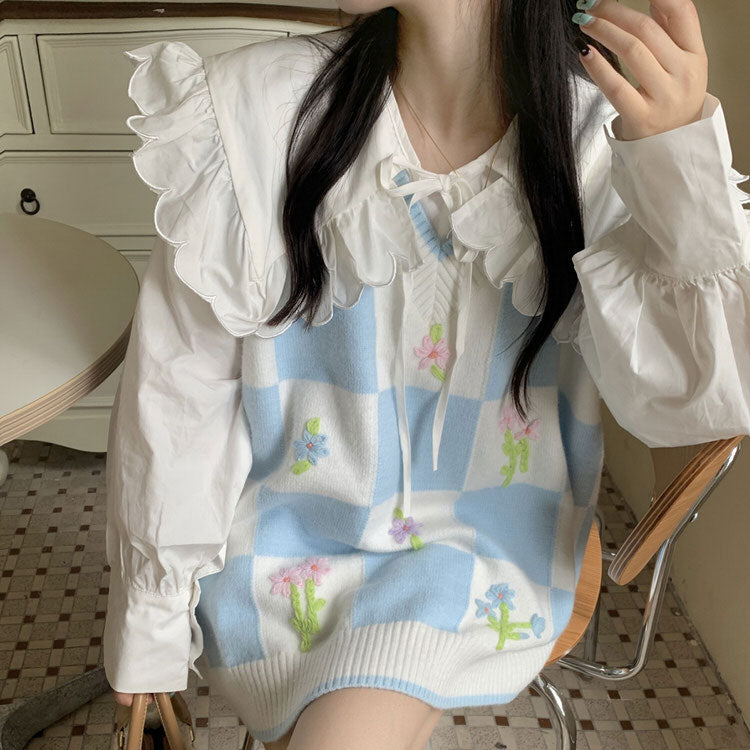 Casual Day Outfits, Easy Trendy Outfits Floral Knit Vest Casual Day Outfits, Easy Trendy Outfits Floral Knit Vest