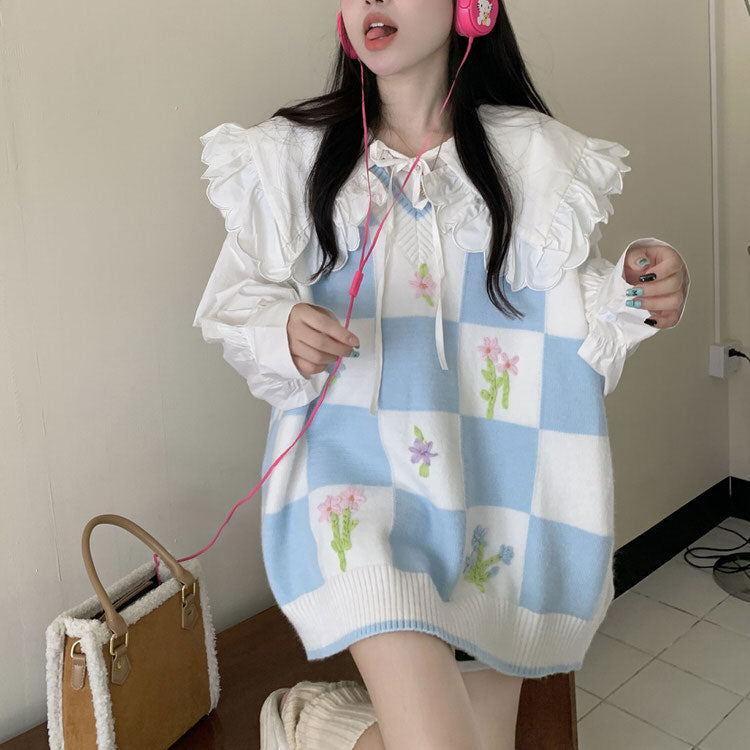 Casual Day Outfits, Easy Trendy Outfits Floral Knit Vest Casual Day Outfits, Easy Trendy Outfits Floral Knit Vest