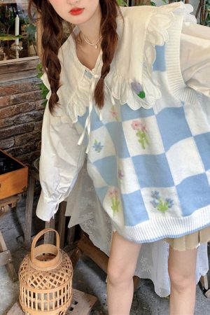 Casual Day Outfits, Easy Trendy Outfits Floral Knit Vest