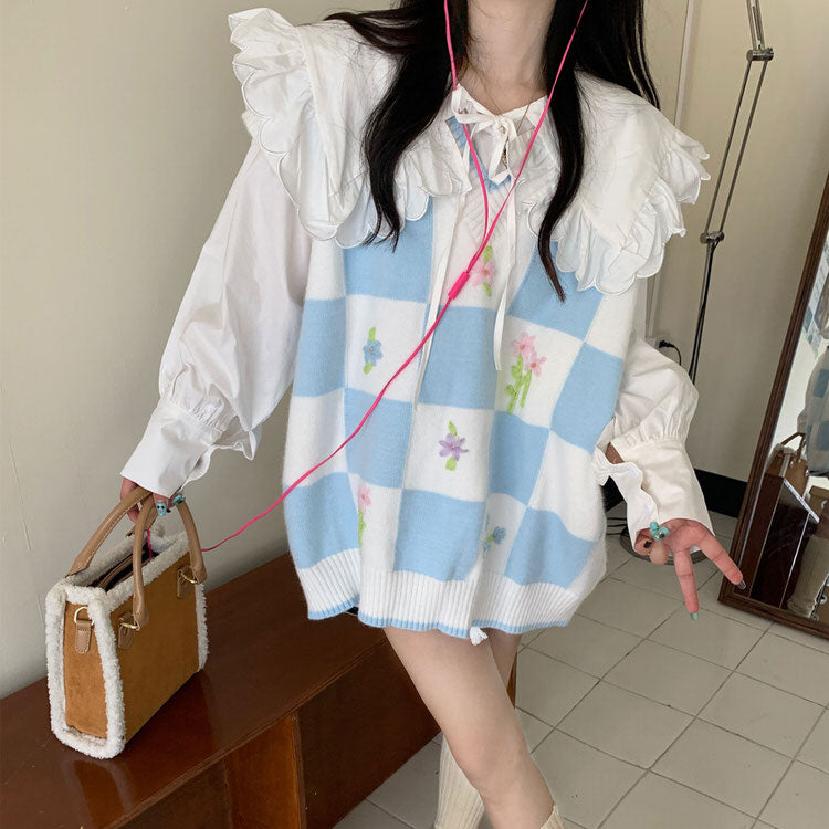 Casual Day Outfits, Easy Trendy Outfits Floral Knit Vest Casual Day Outfits, Easy Trendy Outfits Floral Knit Vest