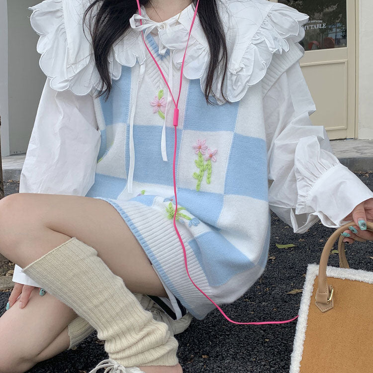 Casual Day Outfits, Easy Trendy Outfits Floral Knit Vest Casual Day Outfits, Easy Trendy Outfits Floral Knit Vest