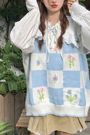 Casual Day Outfits, Easy Trendy Outfits Floral Knit Vest