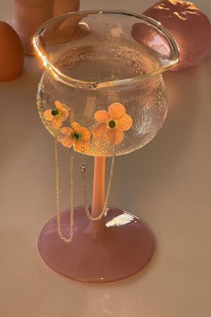 Casual Day Outfits, Easy Trendy Outfits Flower-Designed Asymmetric Aesthetic Glass