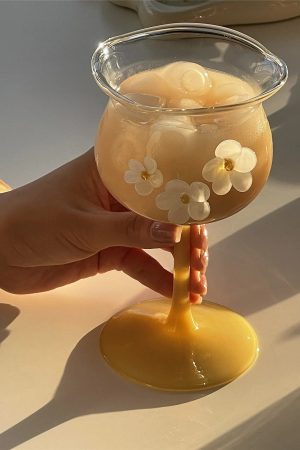 Casual Day Outfits, Easy Trendy Outfits Flower-Designed Asymmetric Aesthetic Glass