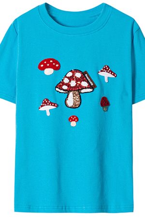 Casual Day Outfits, Easy Trendy Outfits Forest Fairy Mushroom Sequin T-Shirt