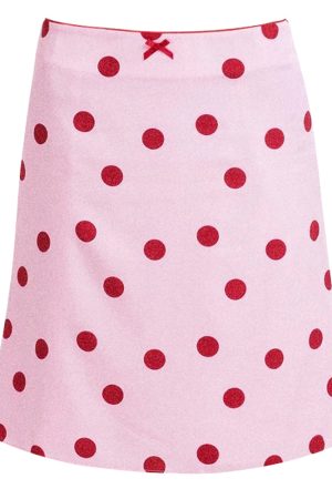 Casual Day Outfits, Easy Trendy Outfits French Kiss Polka Dot Knee-Length Skirt