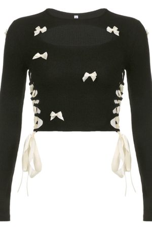 Casual Day Outfits, Easy Trendy Outfits French Maid Cut Out Long Sleeve Top