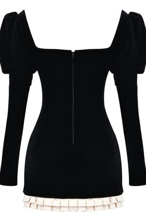 Casual Day Outfits, Easy Trendy Outfits French Maid Ruched Velvet Mini Dress