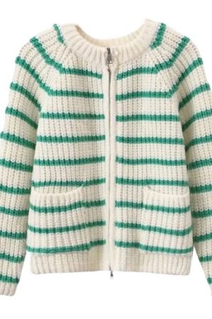 Casual Day Outfits, Easy Trendy Outfits French Mood Striped Cardigan