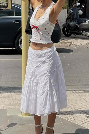 Casual Day Outfits, Easy Trendy Outfits French Summer Cherry Halter Top