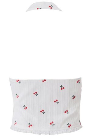 Casual Day Outfits, Easy Trendy Outfits French Summer Cherry Halter Top