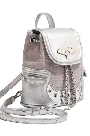 Casual Day Outfits, Easy Trendy Outfits Future World Mini Backpack in Silver