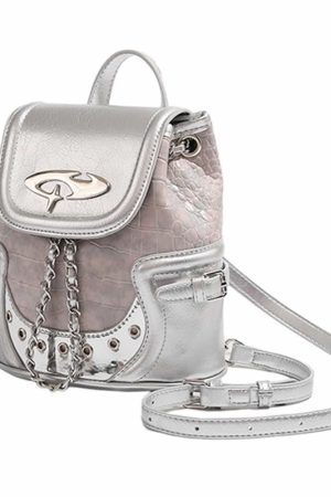 Casual Day Outfits, Easy Trendy Outfits Future World Mini Backpack in Silver