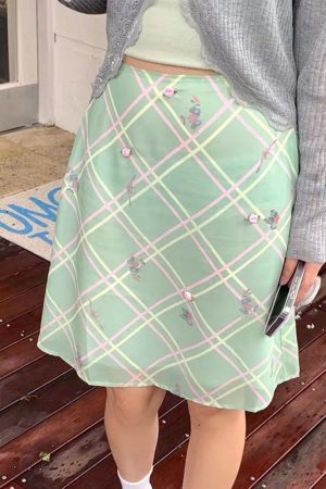 Casual Day Outfits, Easy Trendy Outfits Garden Of Envy Mint Green Plaid Skirt
