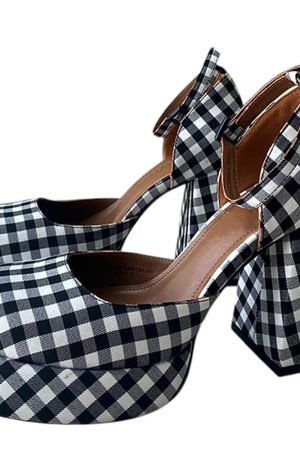 Casual Day Outfits, Easy Trendy Outfits Gingham Mary Jane Platform Heels
