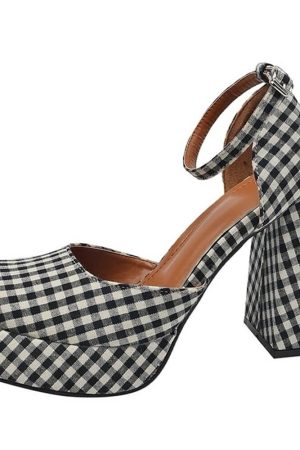 Casual Day Outfits, Easy Trendy Outfits Gingham Mary Jane Platform Heels