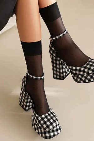 Casual Day Outfits, Easy Trendy Outfits Gingham Mary Jane Platform Heels