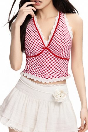 Casual Day Outfits, Easy Trendy Outfits Gingham Picnic Halter Top