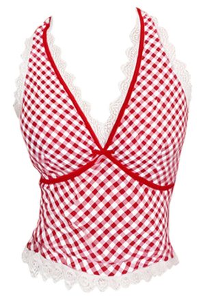 Casual Day Outfits, Easy Trendy Outfits Gingham Picnic Halter Top