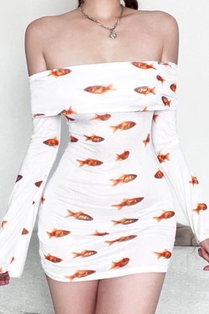 Casual Day Outfits, Easy Trendy Outfits Goldfish Off Shoulder Mini Dress