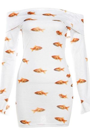 Casual Day Outfits, Easy Trendy Outfits Goldfish Off Shoulder Mini Dress