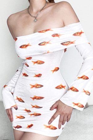 Casual Day Outfits, Easy Trendy Outfits Goldfish Off Shoulder Mini Dress