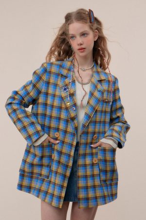 Casual Day Outfits, Easy Trendy Outfits Good Manners Oversized Plaid Blazer