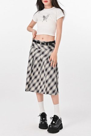 Casual Day Outfits, Easy Trendy Outfits Good Manners Plaid Kilt Skirt