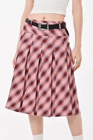 Casual Day Outfits, Easy Trendy Outfits Good Manners Plaid Kilt Skirt