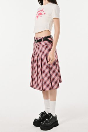 Casual Day Outfits, Easy Trendy Outfits Good Manners Plaid Kilt Skirt
