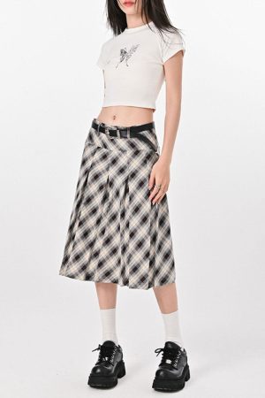 Casual Day Outfits, Easy Trendy Outfits Good Manners Plaid Kilt Skirt