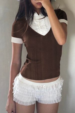 Casual Day Outfits, Easy Trendy Outfits Gossip Goes Around Layered Collar Shirt