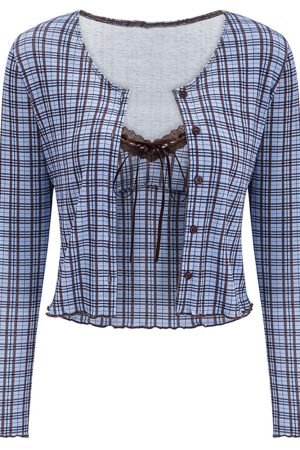 Casual Day Outfits, Easy Trendy Outfits Gossip Goes Around Plaid Top + Cardigan Set