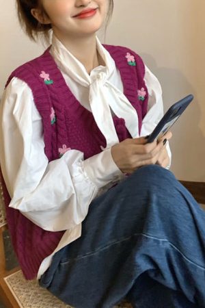 Casual Day Outfits, Easy Trendy Outfits Grandmacore Knit Vest