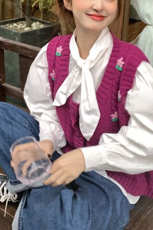 Casual Day Outfits, Easy Trendy Outfits Grandmacore Knit Vest