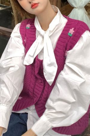 Casual Day Outfits, Easy Trendy Outfits Grandmacore Knit Vest