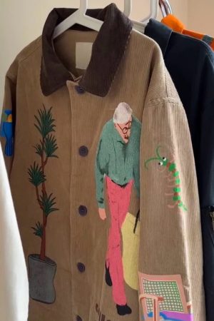 Casual Day Outfits, Easy Trendy Outfits Grandpa Aesthetic Corduroy Jacket