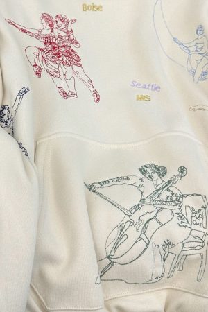 Casual Day Outfits, Easy Trendy Outfits Greek-Roman Art Embroidery Aesthetic Hoodie