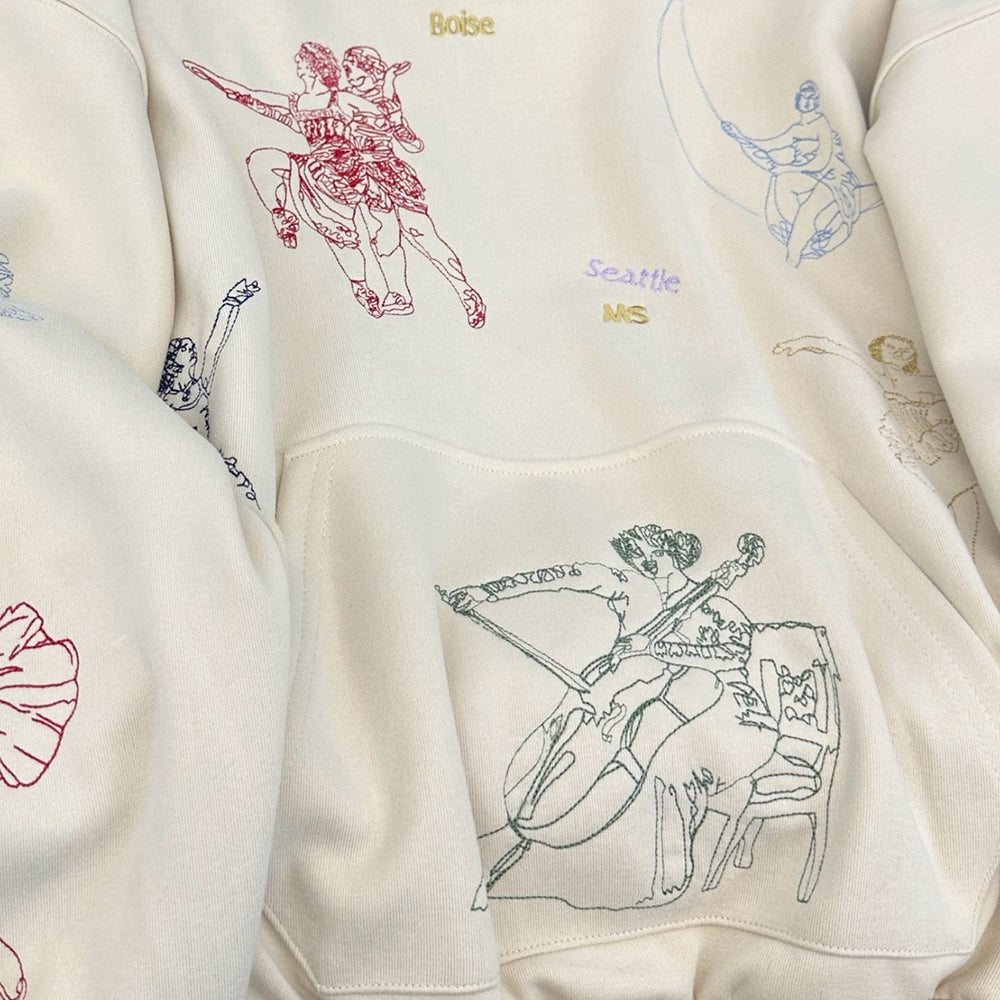 Casual Day Outfits, Easy Trendy Outfits Greek-Roman Art Embroidery Aesthetic Hoodie Casual Day Outfits, Easy Trendy Outfits Greek-Roman Art Embroidery Aesthetic Hoodie