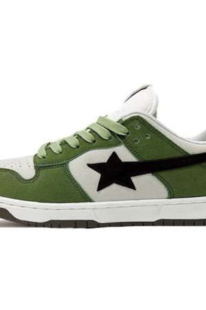 Casual Day Outfits, Easy Trendy Outfits Green & Black Aesthetic Star Sneakers
