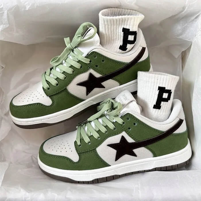 Casual Day Outfits, Easy Trendy Outfits Green & Black Aesthetic Star Sneakers Casual Day Outfits, Easy Trendy Outfits Green & Black Aesthetic Star Sneakers
