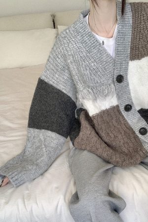 Casual Day Outfits, Easy Trendy Outfits Grey Fringe Grandma Cardigan