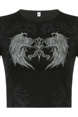 Casual Day Outfits, Easy Trendy Outfits Grunge Aesthetic Angel Wings Crop Top