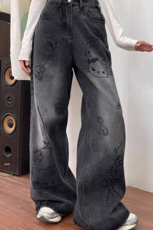 Casual Day Outfits, Easy Trendy Outfits Grunge Aesthetic Cat Jeans