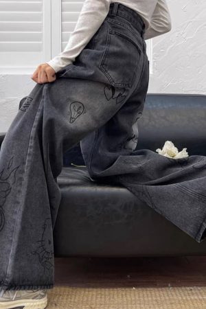 Casual Day Outfits, Easy Trendy Outfits Grunge Aesthetic Cat Jeans