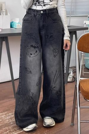 Casual Day Outfits, Easy Trendy Outfits Grunge Aesthetic Cat Jeans