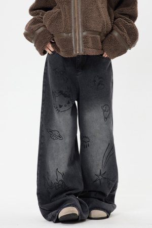 Casual Day Outfits, Easy Trendy Outfits Grunge Aesthetic Cat Jeans