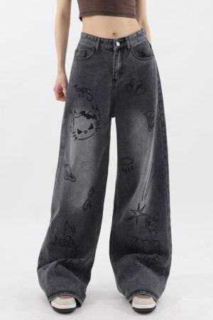 Casual Day Outfits, Easy Trendy Outfits Grunge Aesthetic Cat Jeans