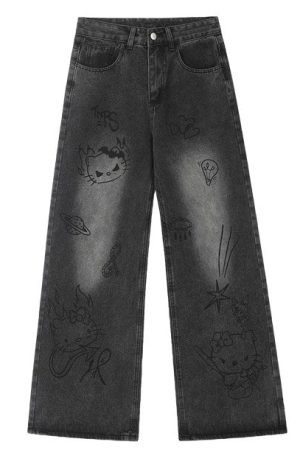 Casual Day Outfits, Easy Trendy Outfits Grunge Aesthetic Cat Jeans